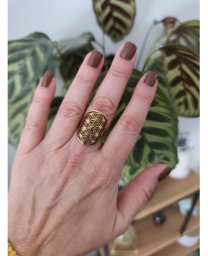 Bague inox plaquée or, plusieurs déclinaisons :  - Fleur de vie, la fleur de vie est reconnue pour des propriétés de protection,