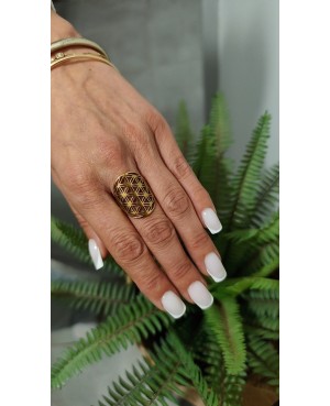 Bague inox plaquée or, plusieurs déclinaisons :  - Fleur de vie, la fleur de vie est reconnue pour des propriétés de protection,