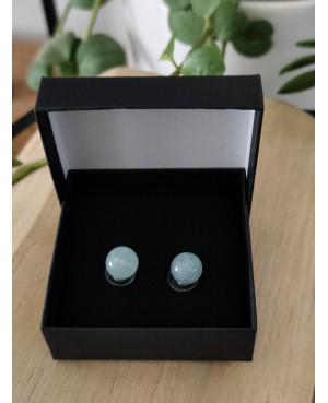 Boucle d'oreille puce en perles 10mm, plusieurs déclinaisons :  - Aigue Marine  - Lapis Lazuli  - Malachite  - Tourmaline Noire