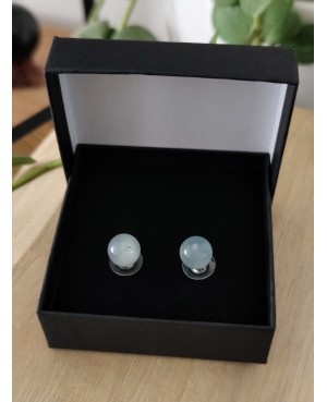 Boucle d'oreille puce en perles 10mm, plusieurs déclinaisons :  - Aigue Marine  - Lapis Lazuli  - Malachite  - Tourmaline Noire