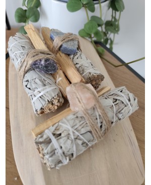 Sauge bois de San Palo et pierre brute