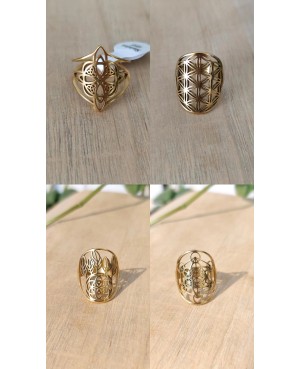 Bague inox plaquée or, plusieurs déclinaisons :  - Fleur de vie, la fleur de vie est reconnue pour des propriétés de protection,