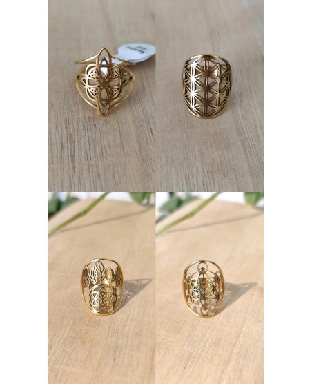 Bague inox plaquée or