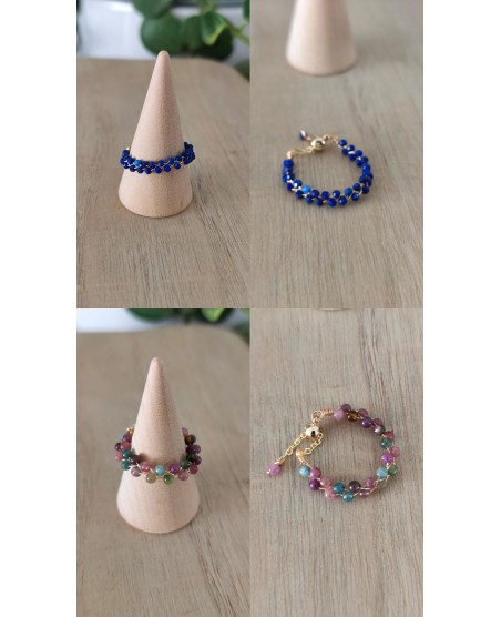 Bague anneau réglable en Pierre et acier inoxydable