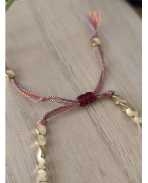 Bracelet bouddhiste tibétain, porte bonheur.  Alliage cuivre zinc, cordon réglable.