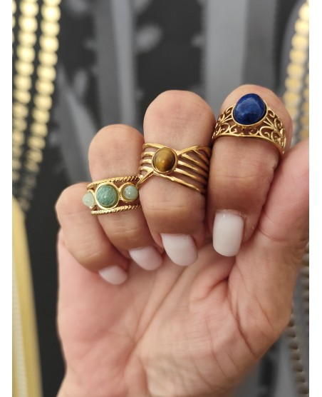 Bague acier inoxydable & Pierre